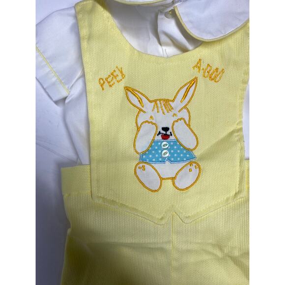 Adorable Vintage Peek a Boo Baby Outfit Overalls and Shirt Easter Pictures 0-3 m - Picture 2 of 8